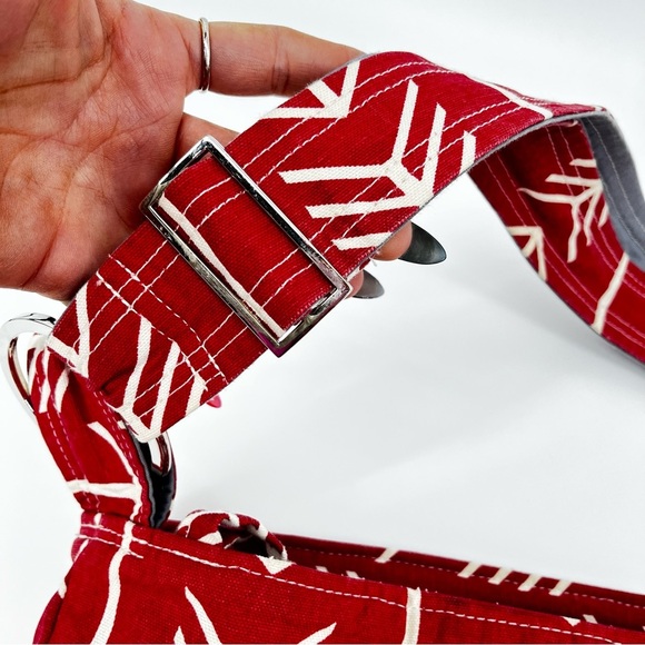 MARANDA‎ LEE Red White Printed Tote Bag Diaper Bag Carry All Canvas Over Sized - Picture 3 of 12